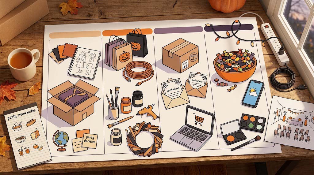week by week Halloween costume, party, and decoration planning timeline
