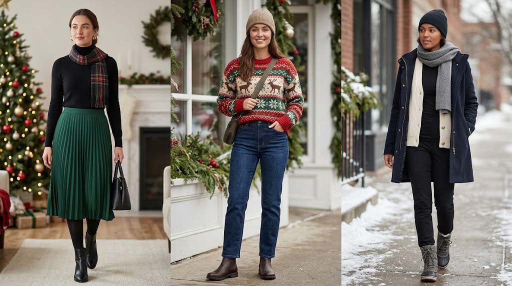 how to style an ugly Christmas sweater with jeans, skirts, and winter layers how to style an ugly Christmas sweater with jeans, skirts, and winter layers