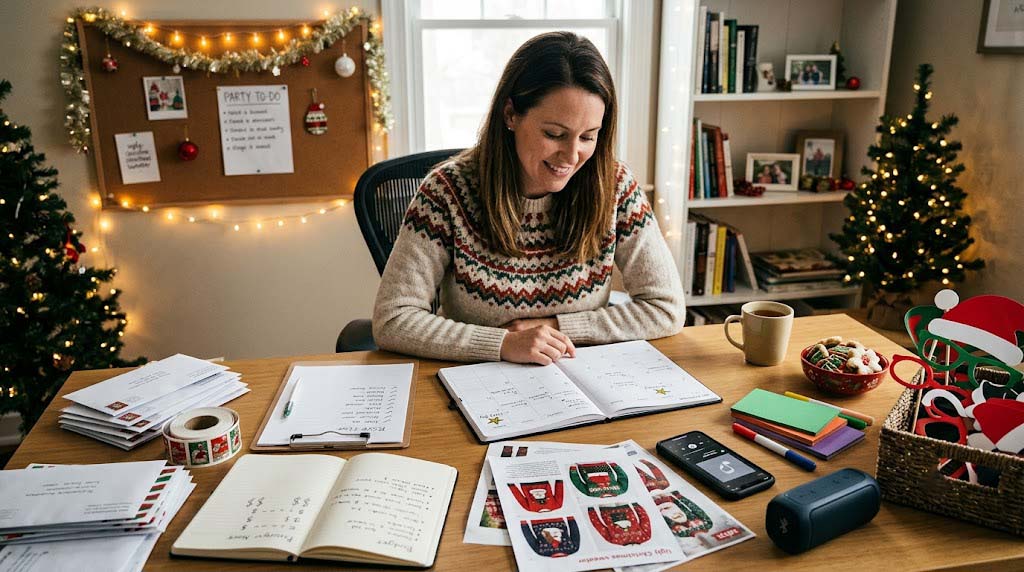 ugly sweater party planning timeline with invitations, food, and voting ugly sweater party planning timeline with invitations, food, and voting
