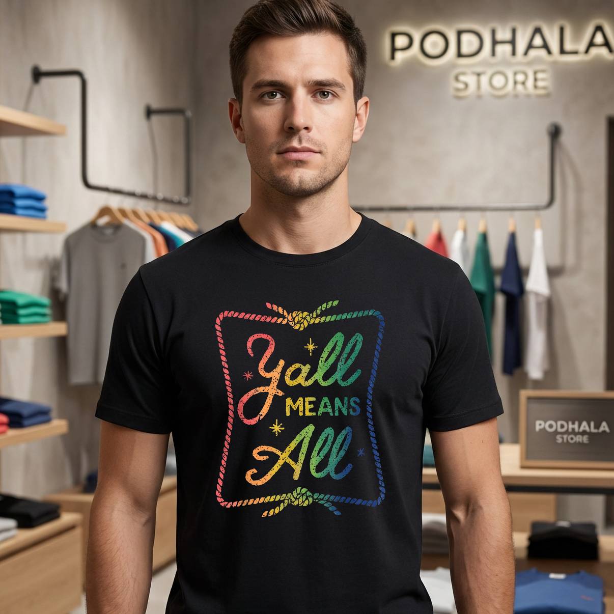 Yall Includes All Western Cowboy Shirt LGBTQ Rainbow Pride Ally Mens