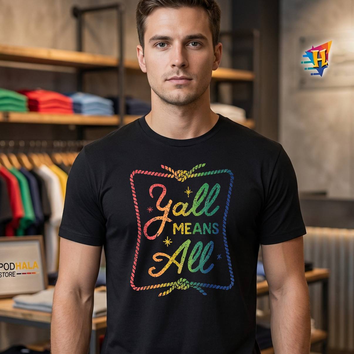 Yall Includes All Western Cowboy Tshirt LGBTQ Rainbow Pride Ally Mens Yall Includes All Western Cowboy Tshirt LGBTQ Rainbow Pride Ally Mens
