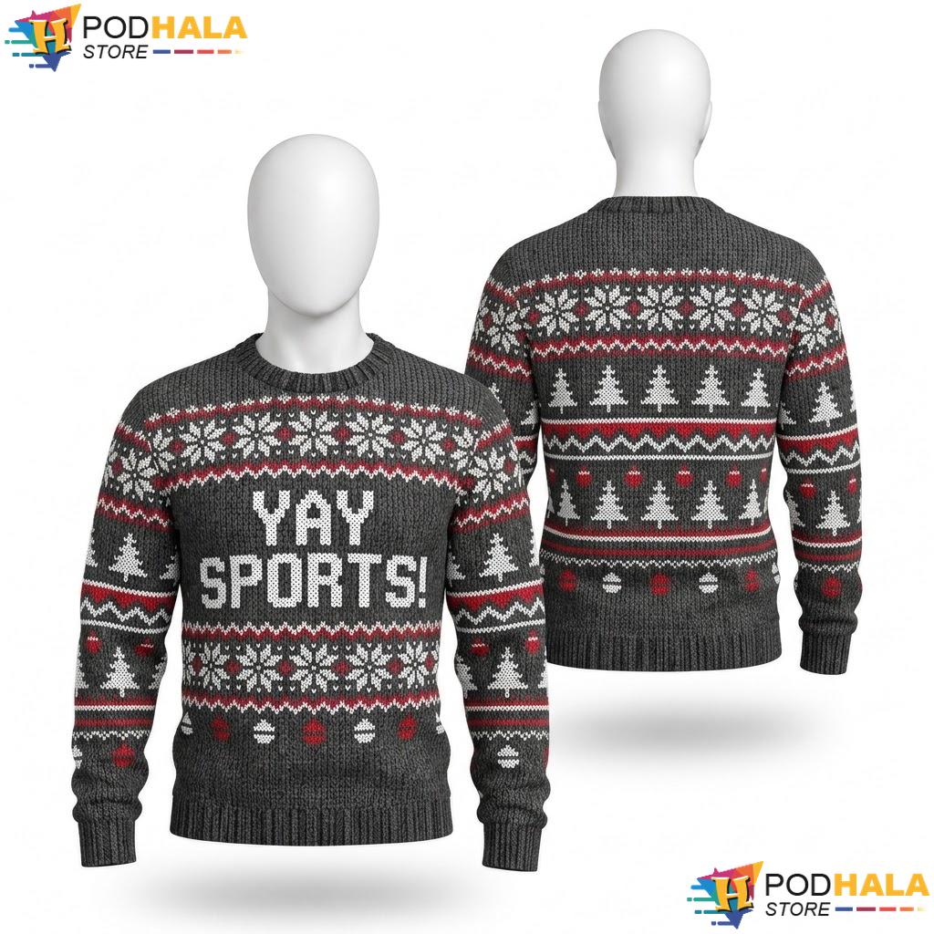 Yay Sports Vintage Distressed Christmas Sweater Funny Holiday Top