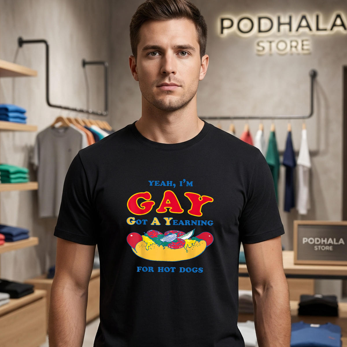 Yeah Im Gay Got A Yearning Funny Shirt 2026 For Hot Dogs Meme LGBTQ Apparel