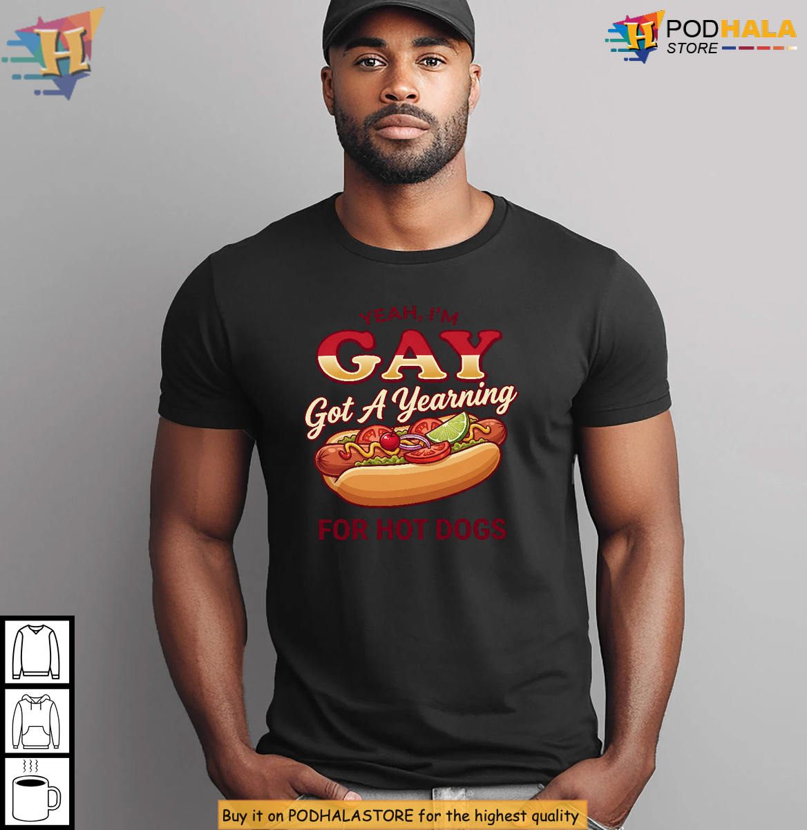 Yeah I'm Gay Meme Apparel 2026 Humor Tee Retro Hot Dog Pride T-Shirt Ironic