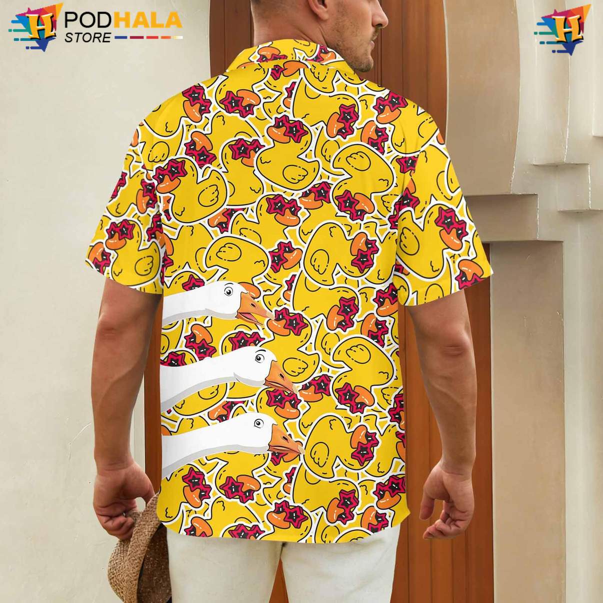 Yellow Goose Duck Tropical Shirt Mens Funny Summer Beach Party Apparel Yellow Goose Duck Tropical Shirt Mens Funny Summer Beach Party Apparel