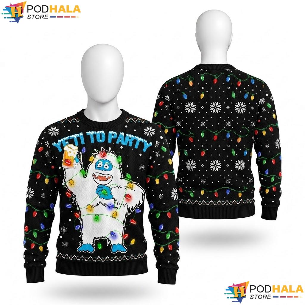 Yeti To Party Bigfoot Ugly Christmas Sweater Beer Drinking Xmas Top