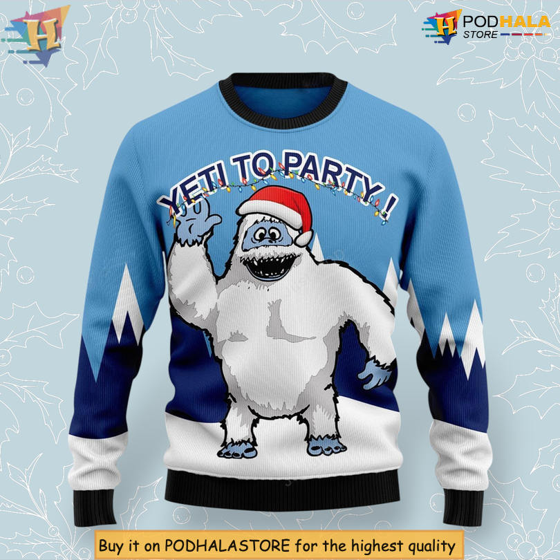 Yeti To Party Funny Monster Quote Humor Scene Festive Xmas Holiday Sweater