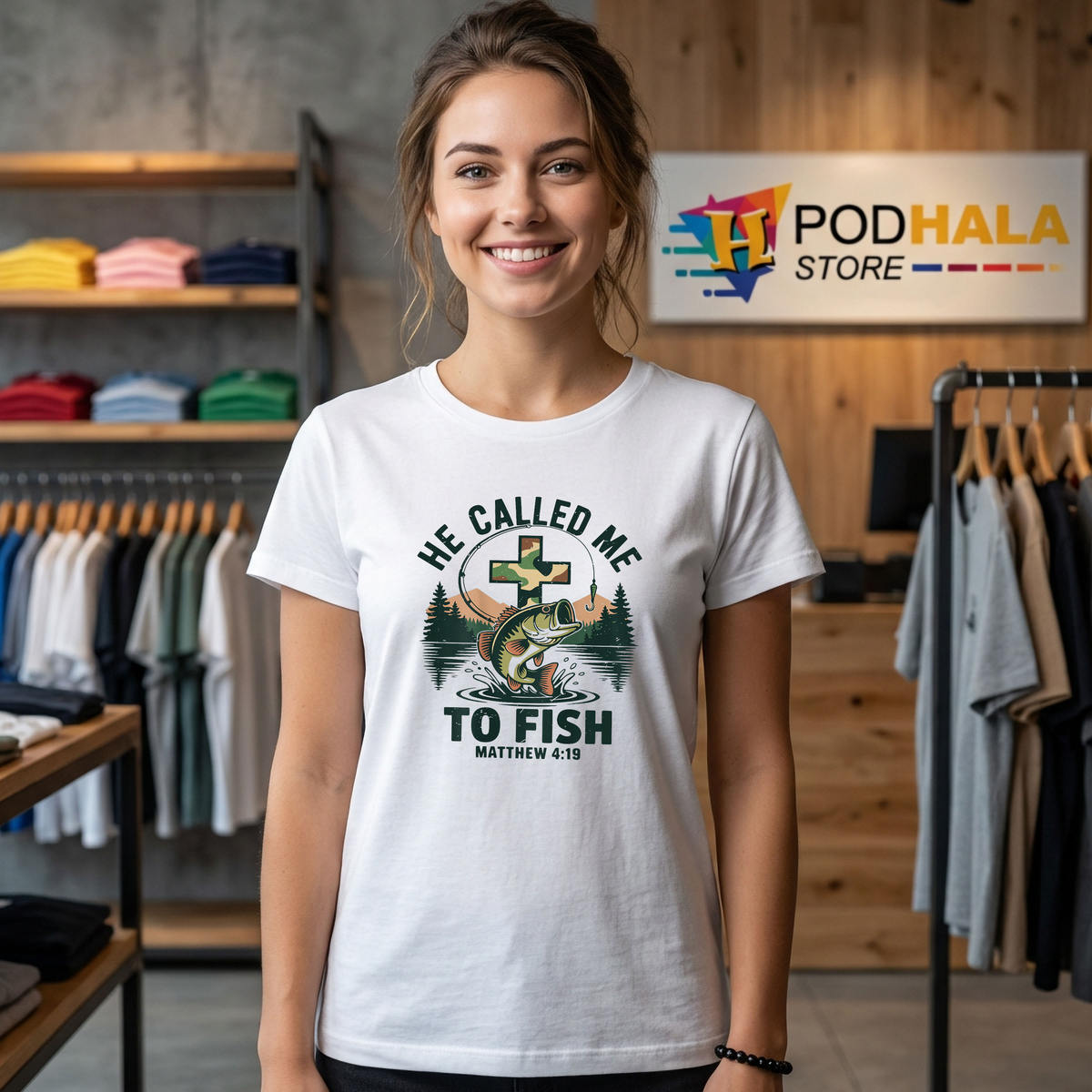 Youth Called Me To Fish Shirt 2026 Camo Bass Fishing Christian Graphic Apparel