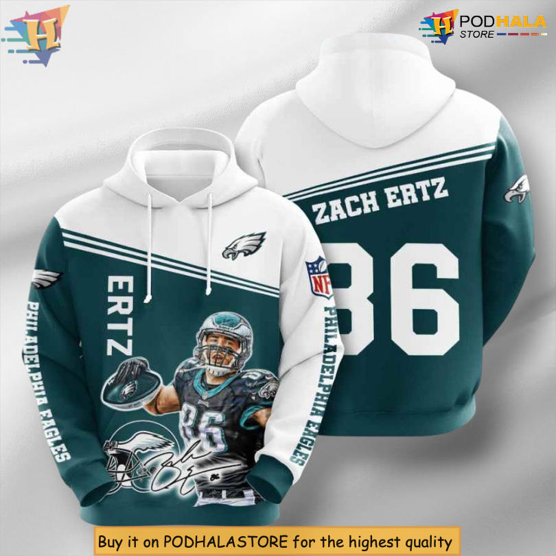 Zach Ertz Sport Tribute Philadelphia Eagles Pullover Hoodie 3D NFL Hoodie