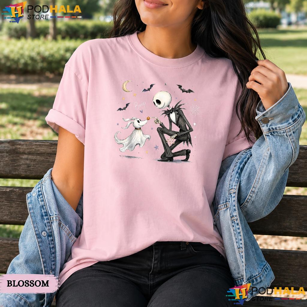 Zero Dog Boop Skeleton Ghost Comfort Colors T-Shirt Spooky Halloween