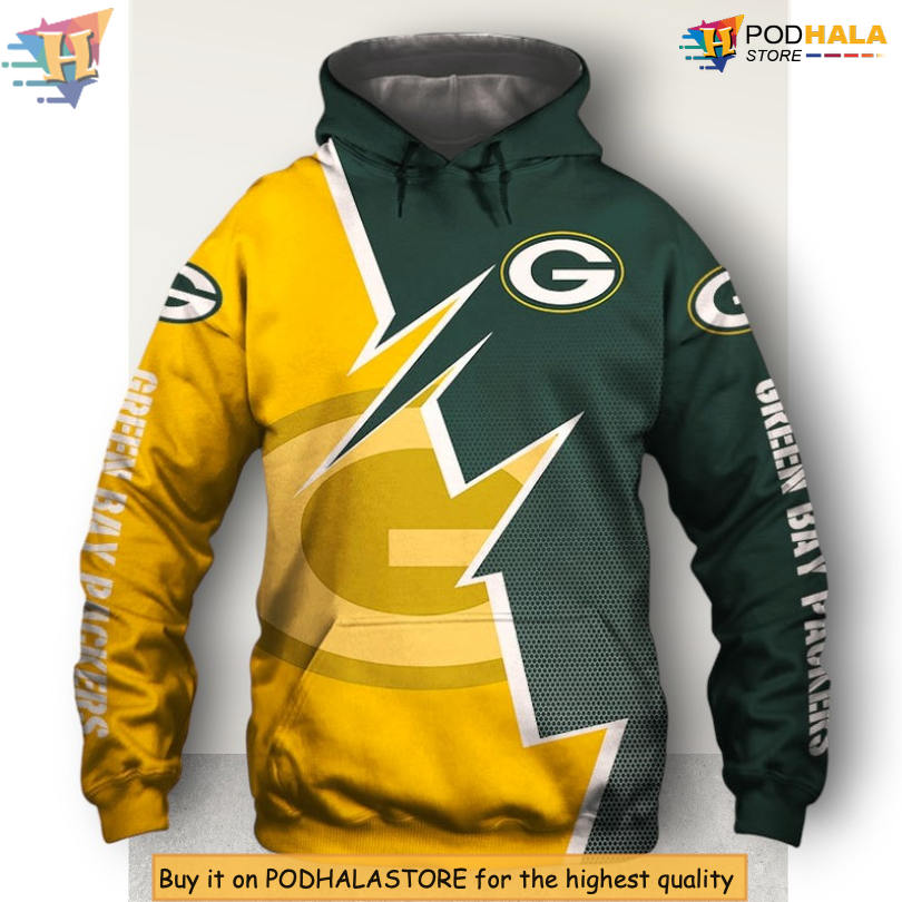 Zigzag Pattern Graphic Green Bay Packers All Over Print Hoodie Fan Gift