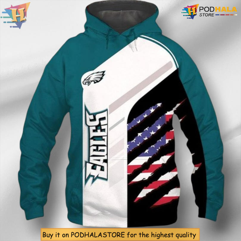 Zip Up Team Style Philadelphia Eagles Zip Up Hoodie NFL 3D Pullover