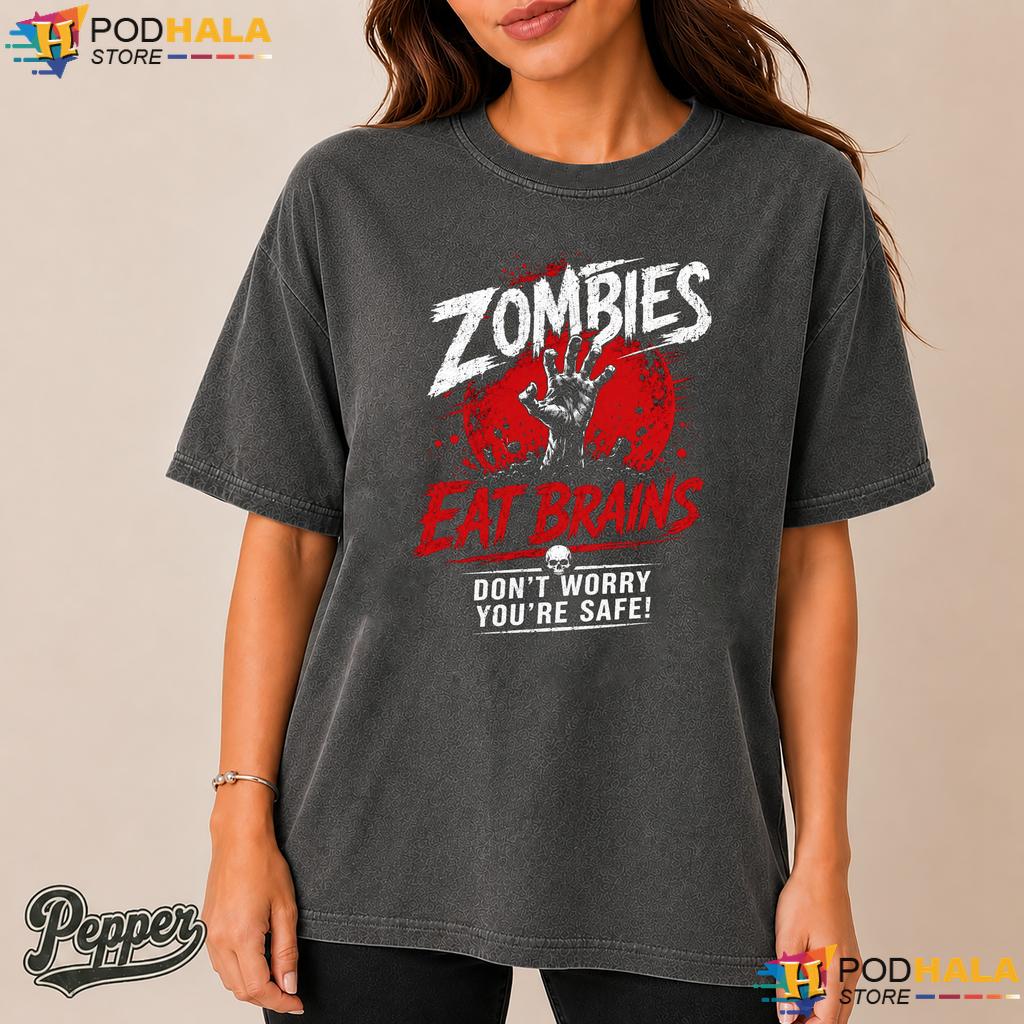 Zombies Eat Brains Comfort Colors Shirt Funny Halloween Spooky Graphic Top Zombies Eat Brains Comfort Colors Shirt Funny Halloween Spooky Graphic Top