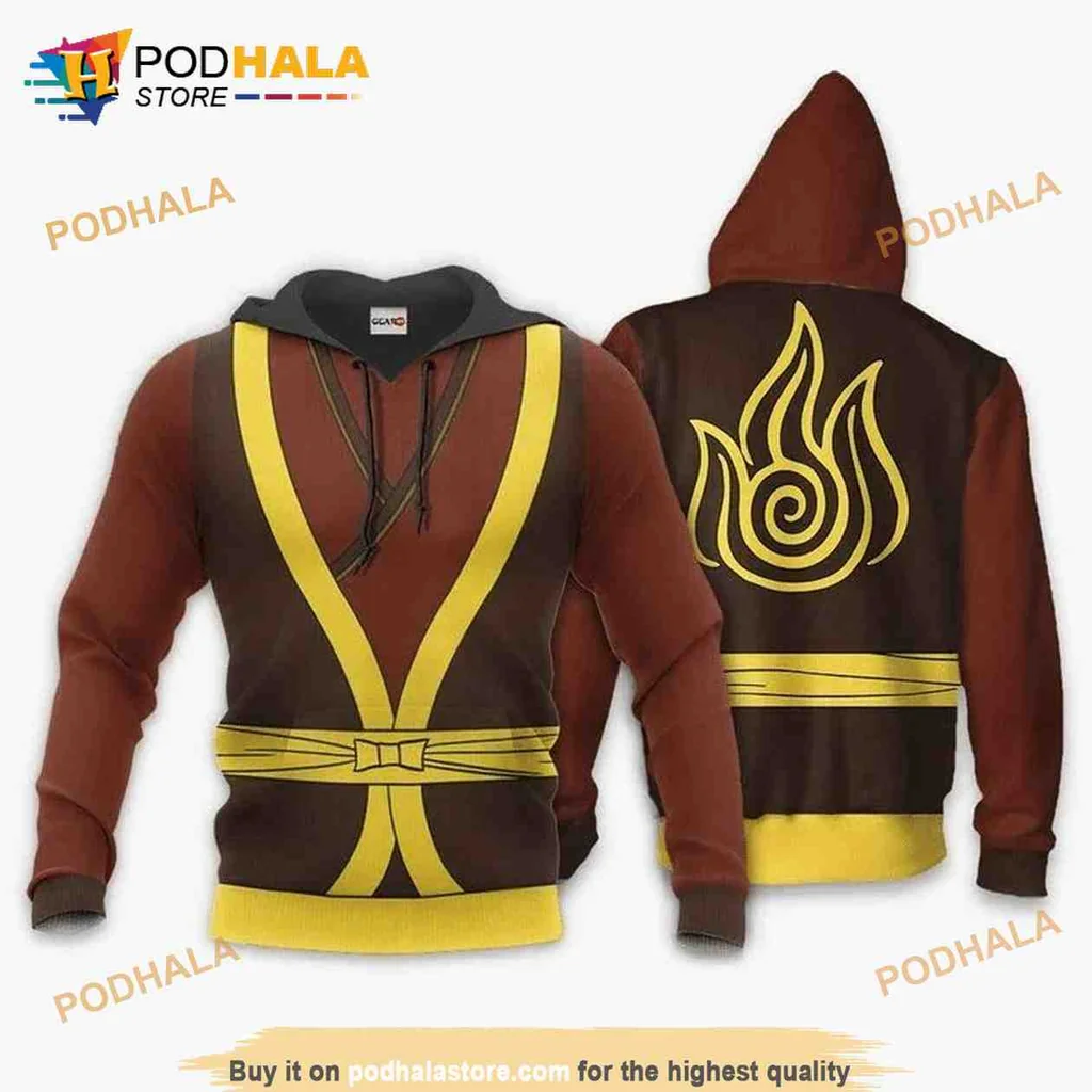 Zuko Avatar Last Airbender 3d Hoodie With Flame Symbol Design